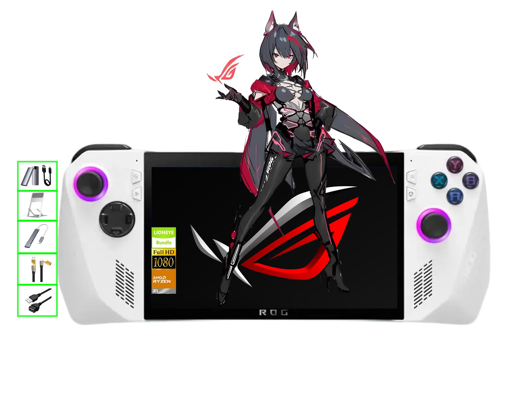 Asus Rog Ally Handheld Gaming Pc | 7'' 120Hz Fhd Touchscreen Gamer Laptop | 16Gb Lpddr5 Ram | 512Gb Ssd & 128Gb Portable Ssd | A