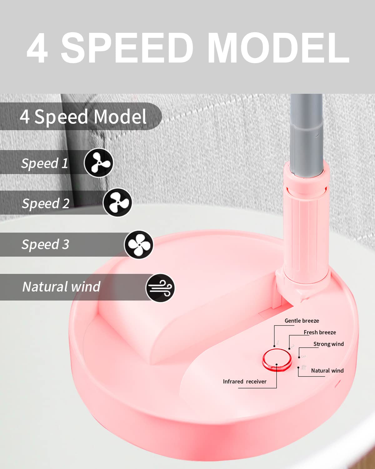 Un Unitedtime Desk And Table Fan, Foldable Fan Portable Travel Fans Battery Operated,Adjustable Height My Foldaway Fan With Remo