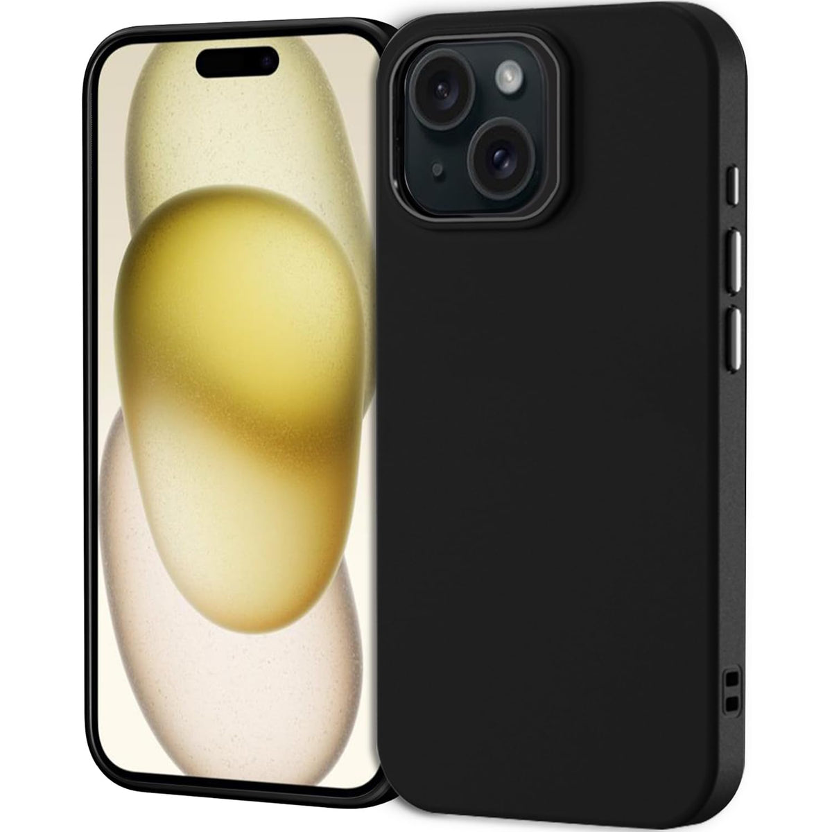 Tenoc Phone Case Compatible With Iphone 15, Black Case Anti Fingerprint Protective Bumper Matte Cover For 6.1 Inch