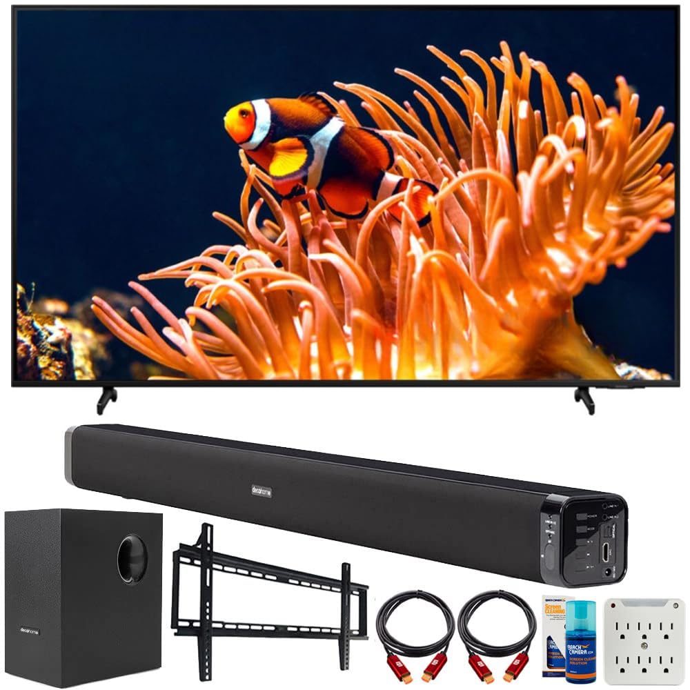 Samsung 43 Inch Un43Du8000Fxza Crystal Uhd Led 4K Smart Tv (2024 Model) Bundle With Deco Gear Home Theater Soundbar With Subwoof