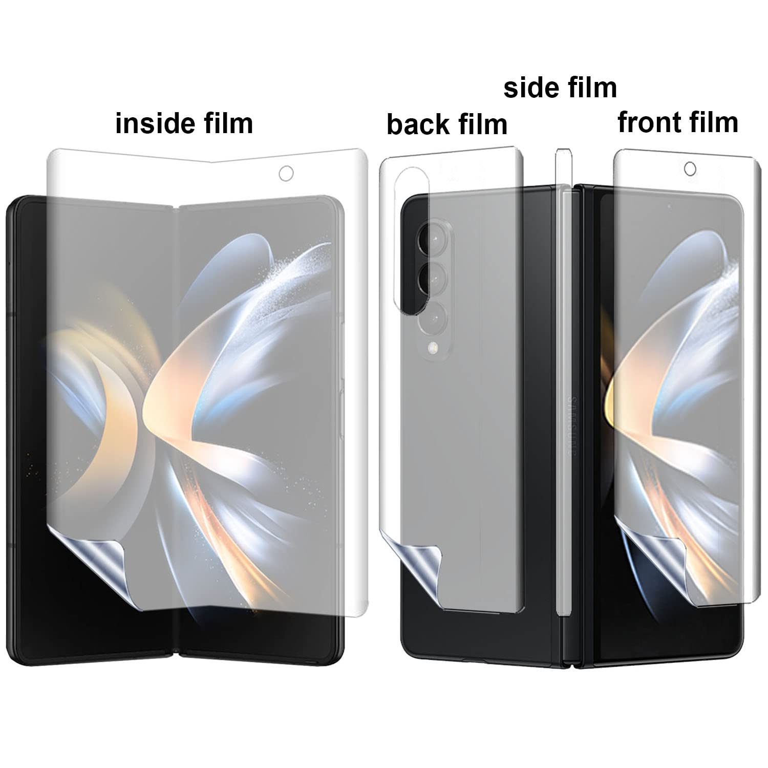 AHERLCG Matte Screen Protector for Samsung Galaxy Z Fold 4 - 8 PCS Full Coverage Anti-Glare Front, Inside & Back Films