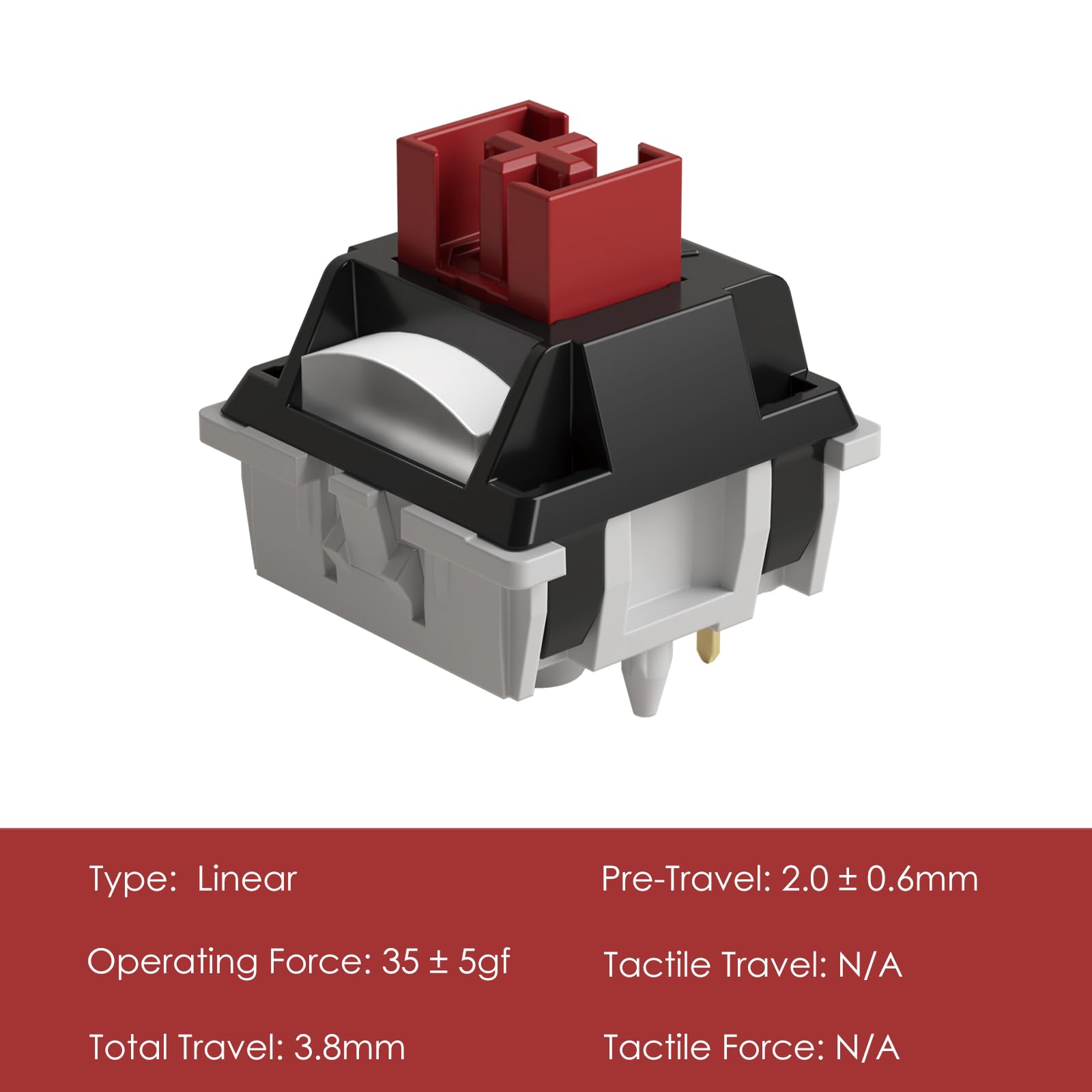 Akko Dracula Linear Keyboard Switch For Mechanical Gaming Keyboard, 5 Pin 35Gf Pre Lubed Switches With Standard Mx Structure (45