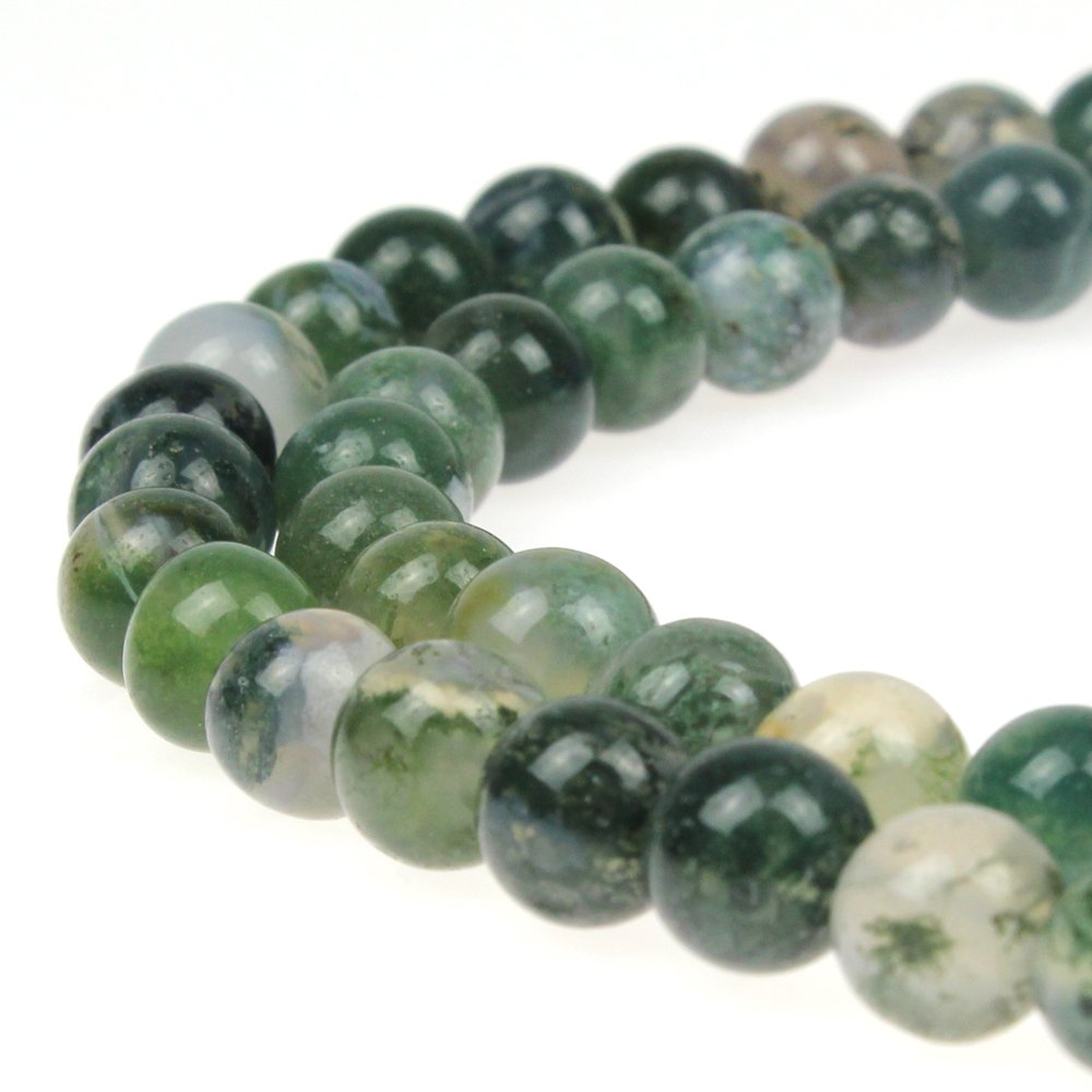 Mjdcb Natural Moss Agate Round Crystal Energy Stone Beads Healing Power For Jewelry Making (6Mm)