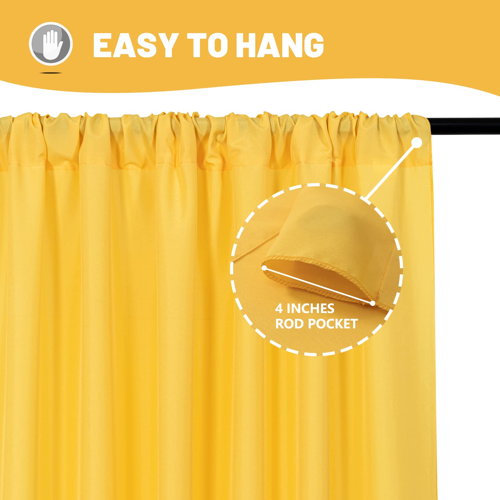 Yellow Backdrop Curtain For Parties Rod Pocket Yellow Curtains Photography Backdrop Drapes Privacy Fabric Spring Decoration For