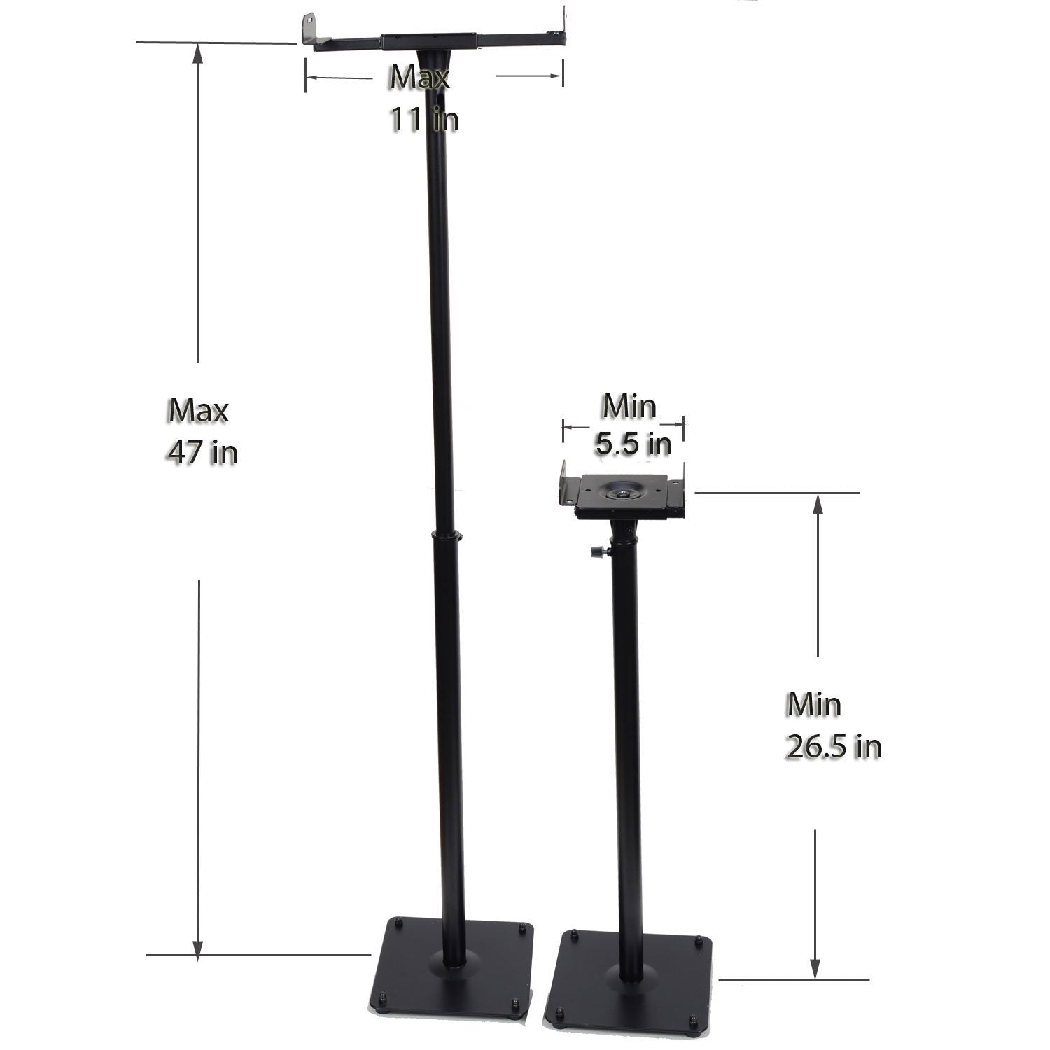 Videosecu One Pair Of Side Clamping And Height Adjustment Universal Floor Stands Speaker Mounting Bracket For Surround Sound Spe