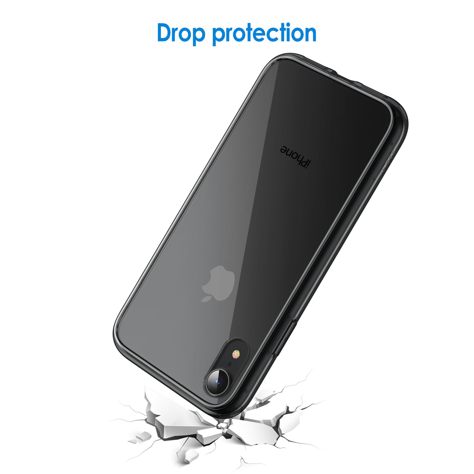 Jetech Case For Iphone Xr 6.1 Inch, Non Yellowing Shockproof Phone Bumper Cover, Anti Scratch Clear Back (Black)