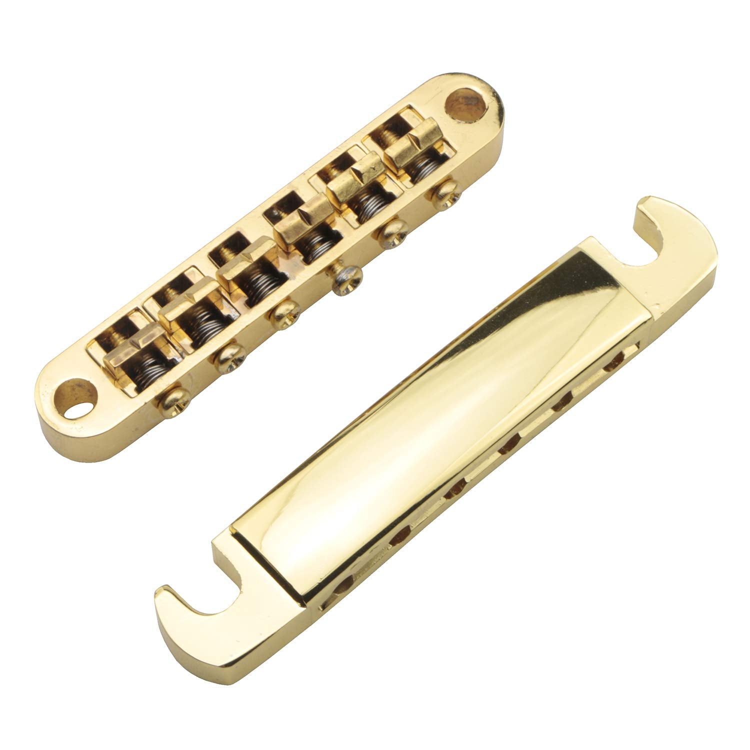 Swhmc Gold Electric Guitar Tune O Matic Roller Saddle Bridge & Tailpiece With Studs Set For Les Paul Lp Sg Style Electric Guitar