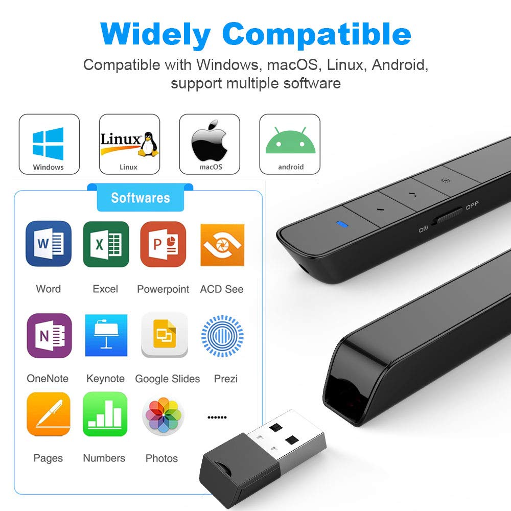 Key Customized Wireless Presenter Remote, Norwii N75 Presentation Pointer Presenter Supports Hyperlink, Media Play/Pause, Previo