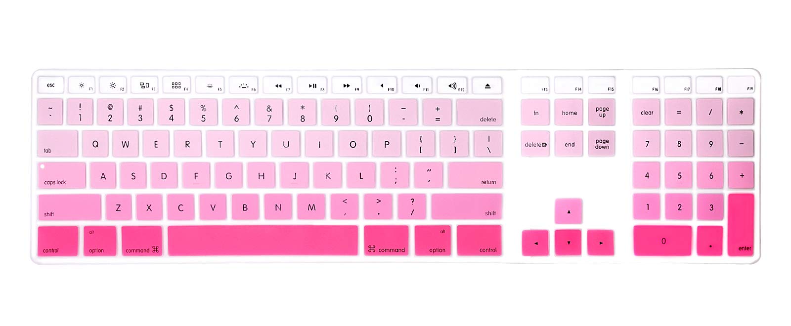Hrh Ombre Pink Silicone Keyboard Skin Cover For Imac Wired Usb Full Size Keyboard With Numeric Keypad A1243(G6 Mb110Ll/B And Mb1