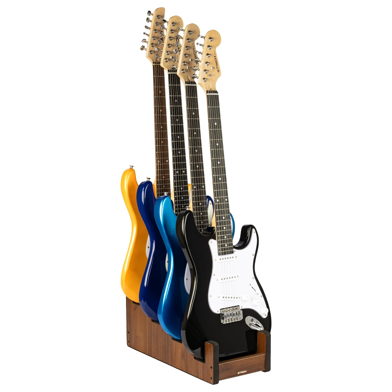STRICH Wooden Guitar Stand for Multiple Guitars, 4-Holder, Front Display Space-Saving Floor Guitar Rack for Home, Studio, Stage,