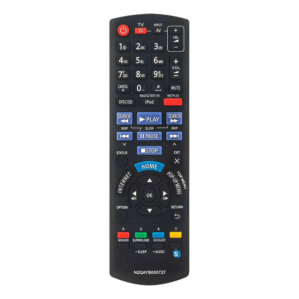 N2QAYB000727 Replaced Rmote Control fit for Panasonic Theater System SC-BTT190 SC-BTT195 SC-BTT196 SC-BTT490 SA-BTT190 SA-BTT195 SA-BTT196 SA-BTT490 S-BTT490CP SB-HF90 SB-HC490 SB-HS90 SB-HW90
