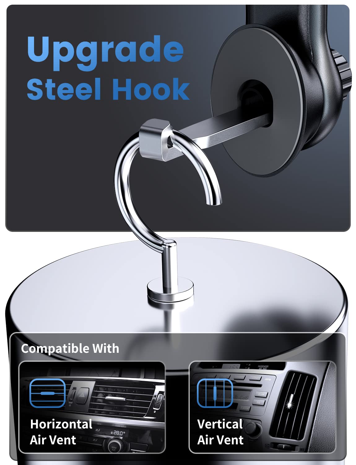 Esamcore Cell Phone Holder Car, Car Phone Holder Mount With [Never Blocking] Air Vent Clip Car Phone Holders For Iphone 15/14 /1