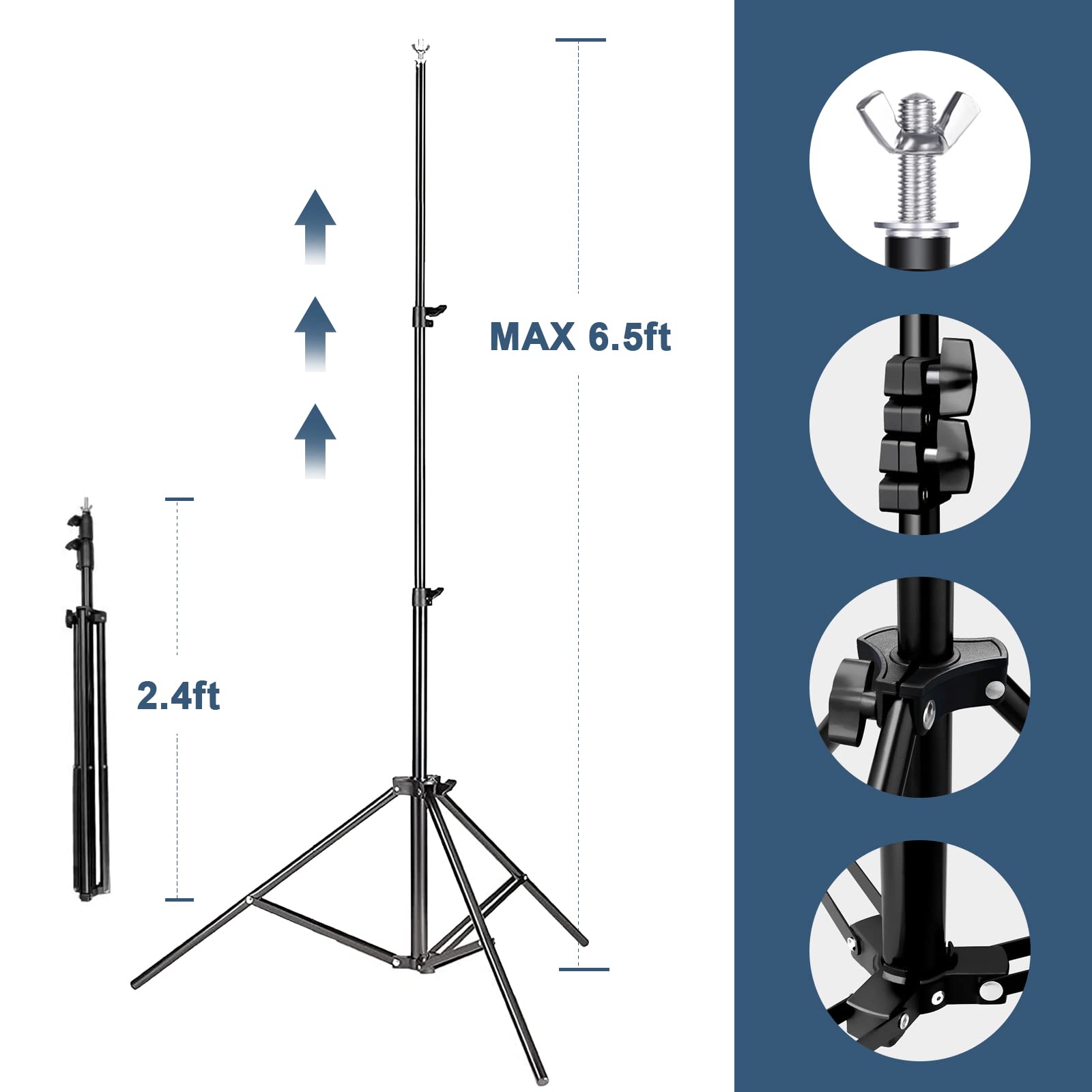 Lcuirc Photo Backdrop Stand, 6.5X10Ft Background Stand Kit With 4 Crossbars, 4 Spring Clamps, 4 Backdrop Clips, 2 Sandbags, And
