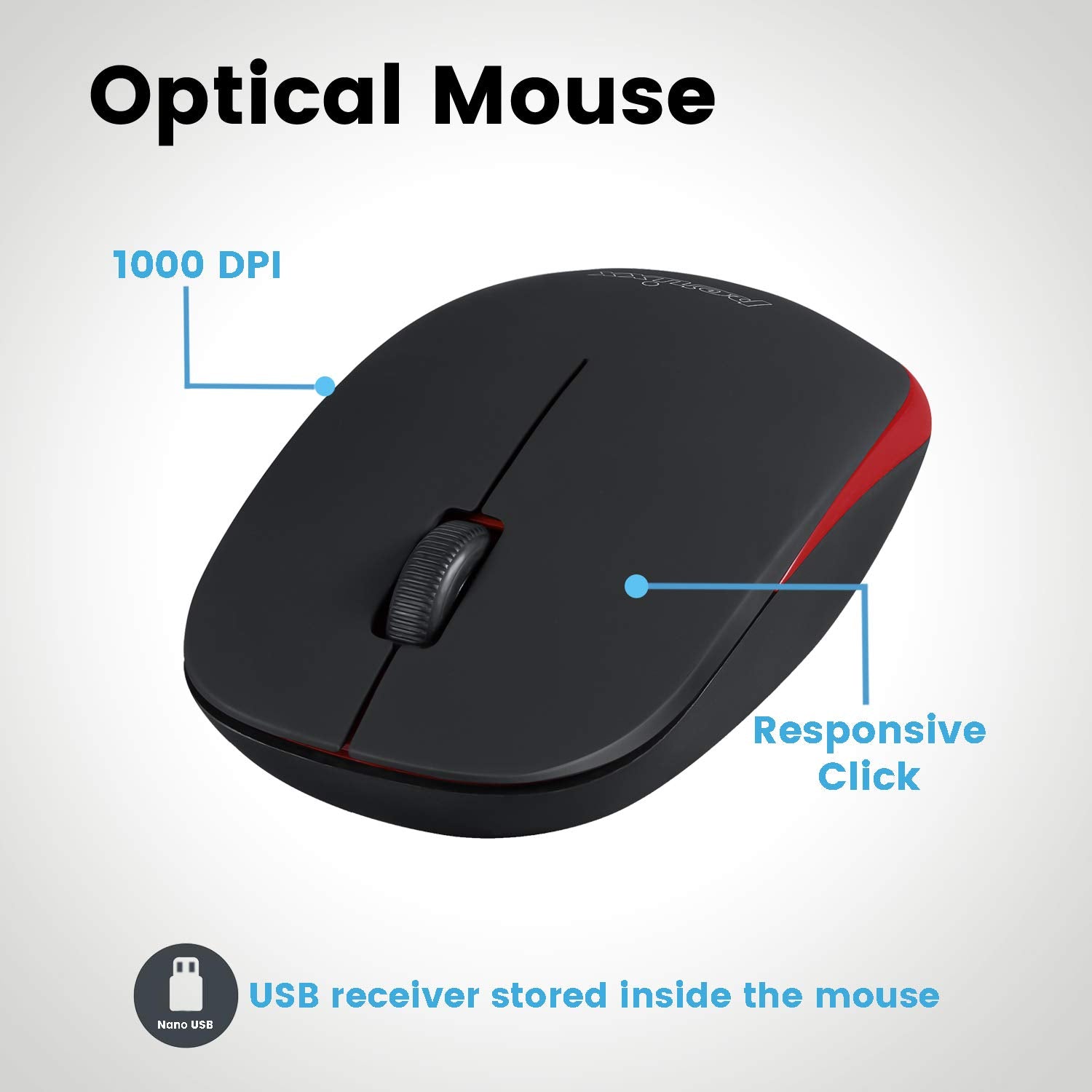 Perixx Periduo 712B Wireless Mini Keyboard And Mouse Set, Black, Us English Layout