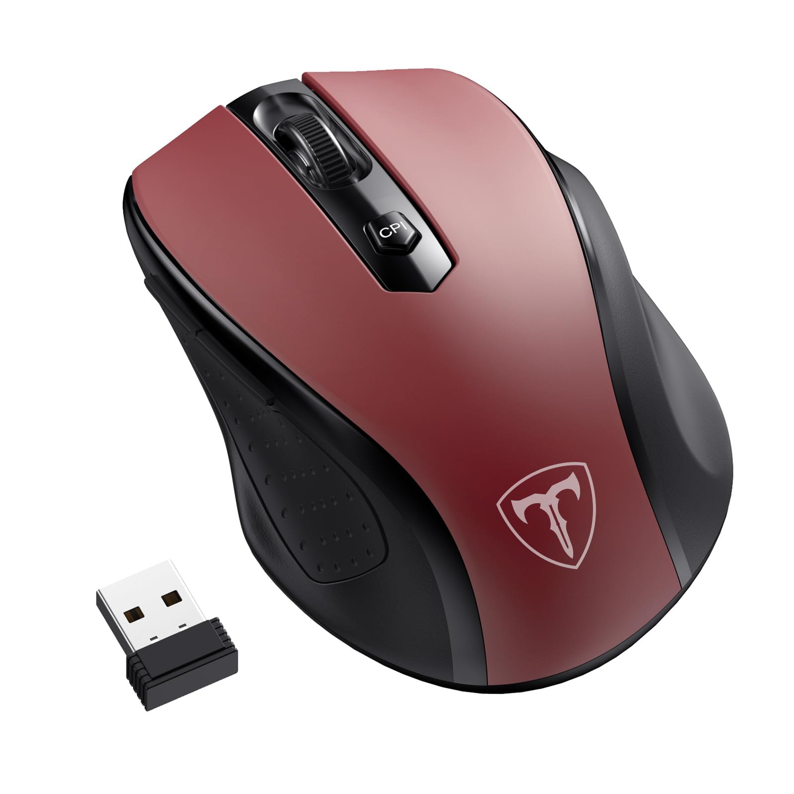 Hotweems Wireless Mouse, D 09 Computer Mouse Usb Cordless Mice For Laptop, Ergo Grips, Lightspeed 5 Level 2400 Dpi, 16 Months Battery, Portable For Pc Mac Chromebook (Red, 1 Pack)
