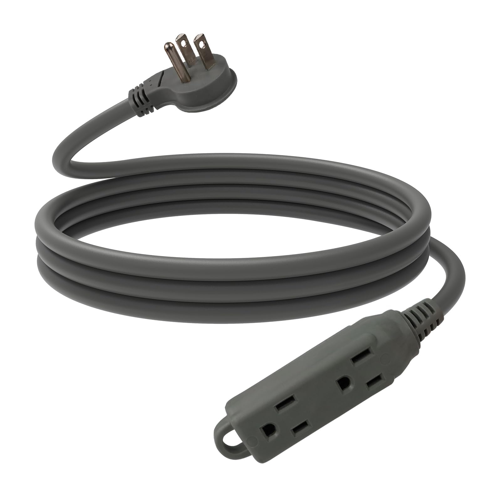 Ep Low Profile 10 Ft Flat Plug Extension Cord   16 Awg 3 Prong Grounded Cable With 3 Outlets, Perfect For Indoor Use, Grey, Ul L