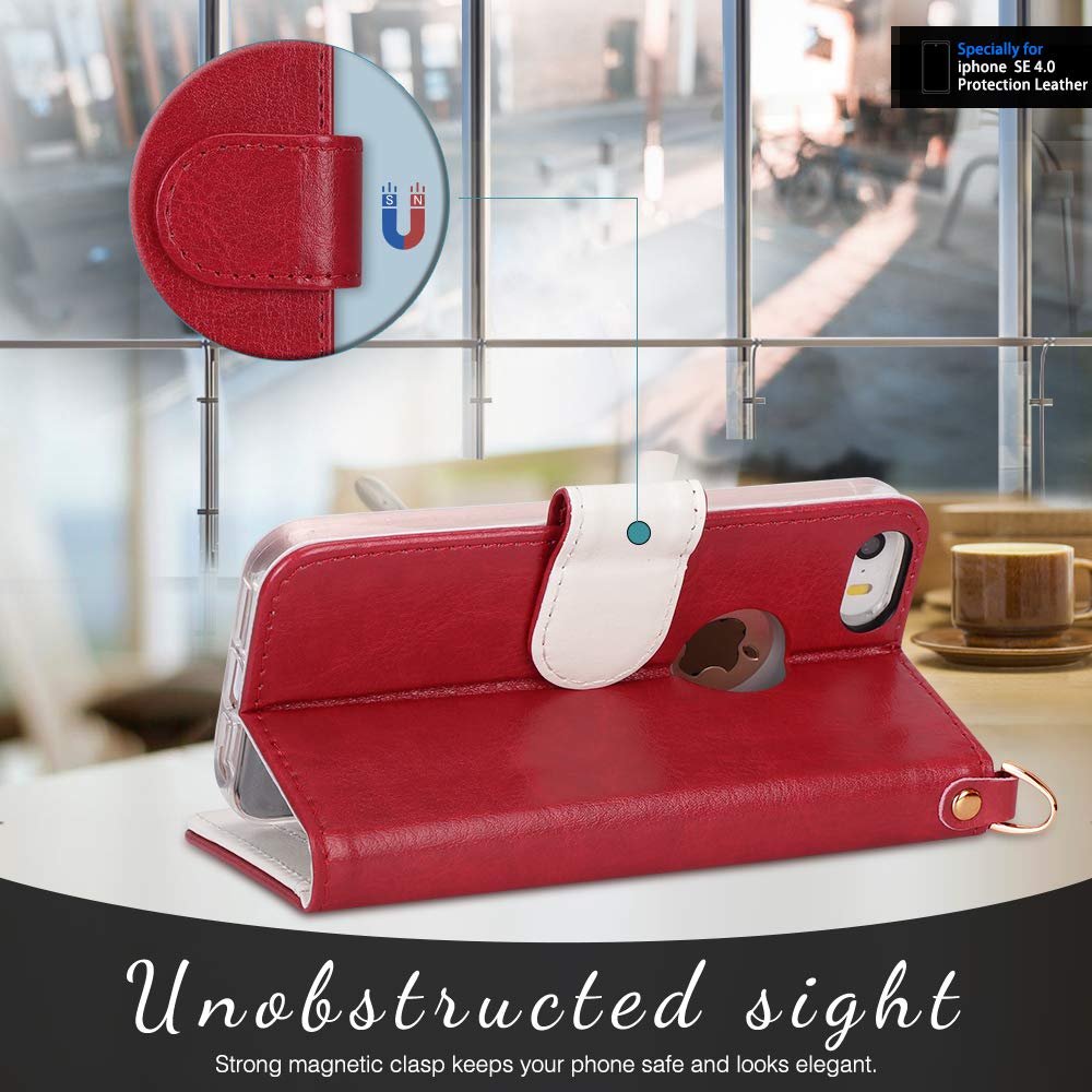 Fyy Designed For Iphone Se Case 2016 (1St Generation) / Iphone 5 Case/Iphone 5S Case, Luxury Pu Leather Wallet Phone With Card H