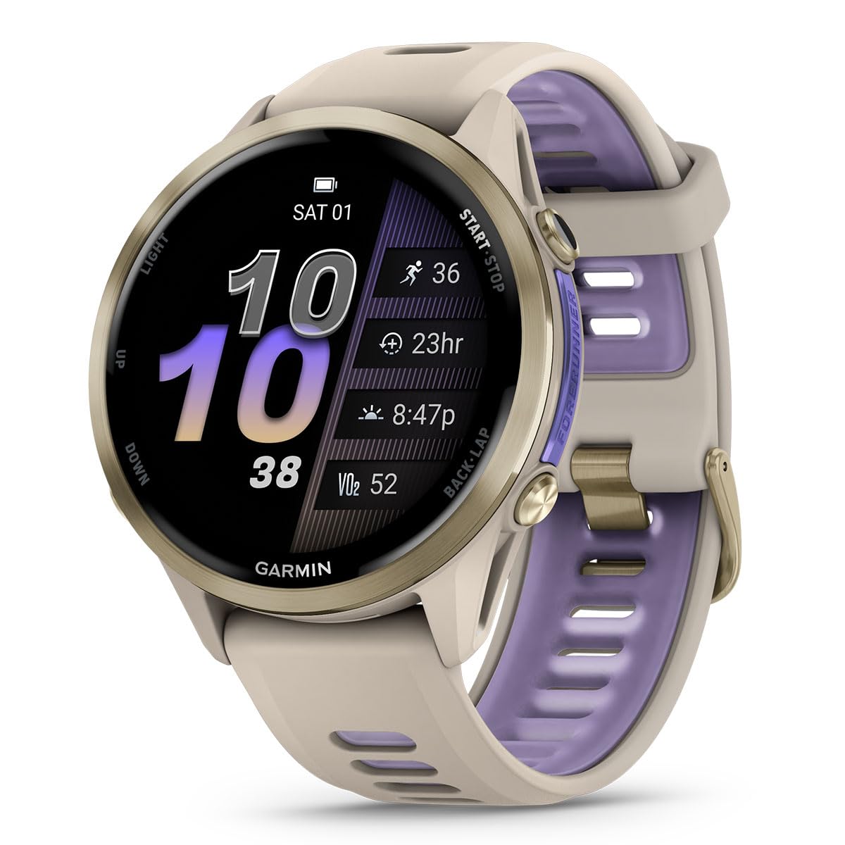 Playbetter Garmin Forerunner 970 (Soft Gold French Gray/Translucent Indigo) Premium Gps Running & Triathlon Smartwatch Bundle -