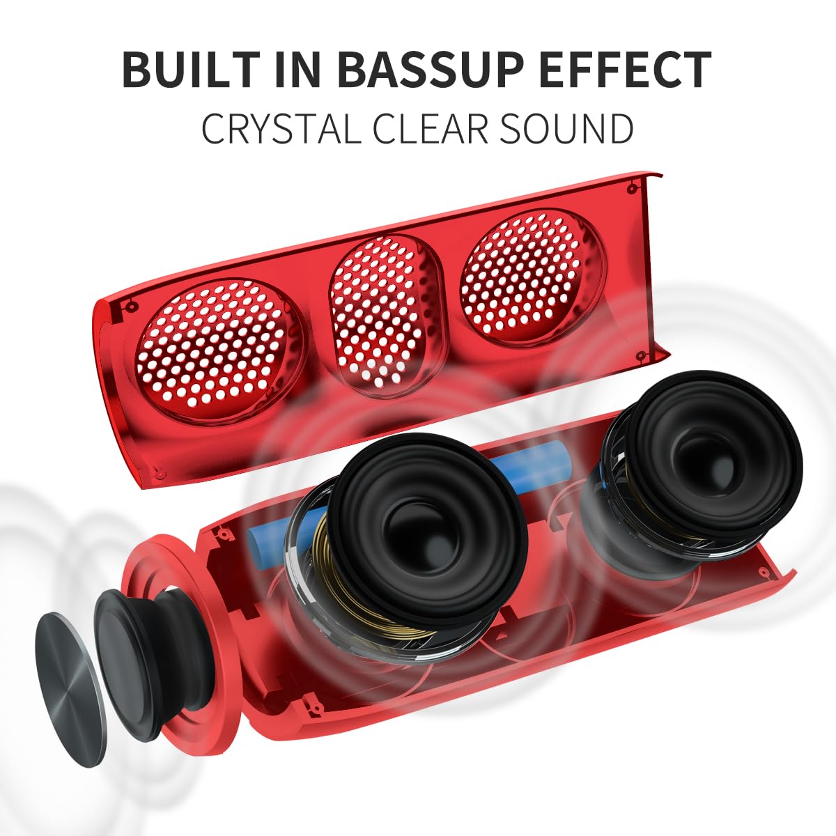 Bluetooth Speaker,Musibaby M88 Speaker,Speakers Bluetooth Wireless,Dual Pairing, Bluetooth 5.0,Loud Stereo Sound,Booming Bass,30H Playtime For Home& Outdoor Party,Beach,Portable Speaker,Gifts(Red)