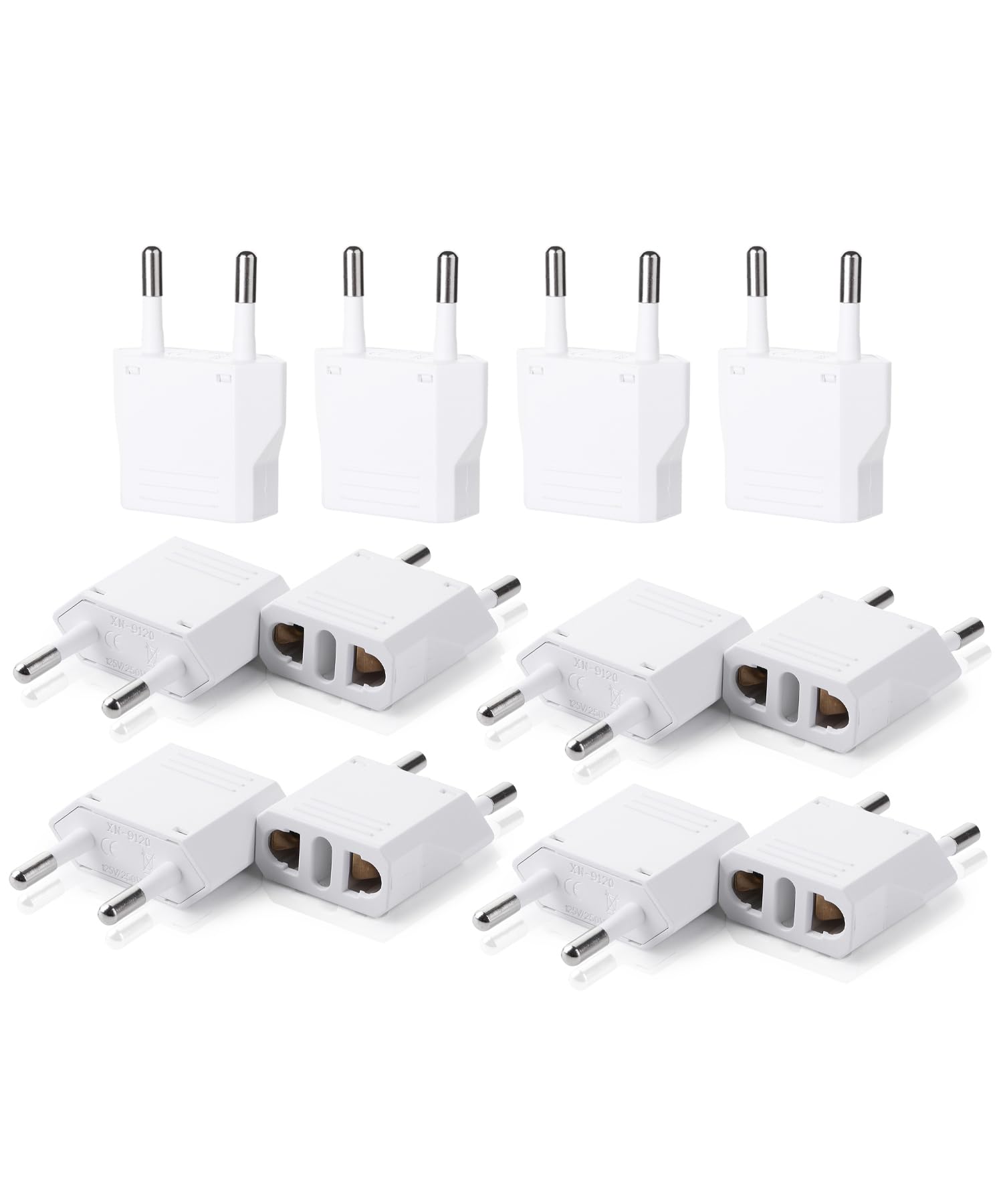 Bates  European Travel Plug Adapter, 12 Pack, Us To Europe Plug Adapter