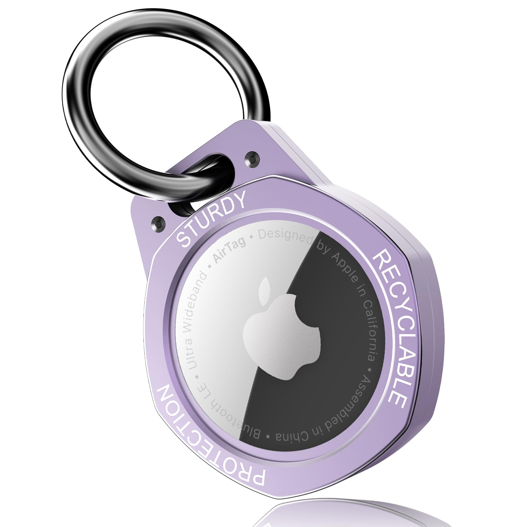 Tieuwant Aluminum Alloy Keychain Case for Apple AirTag Tracker-AirTag Holder Case, 6 sides (Purple)