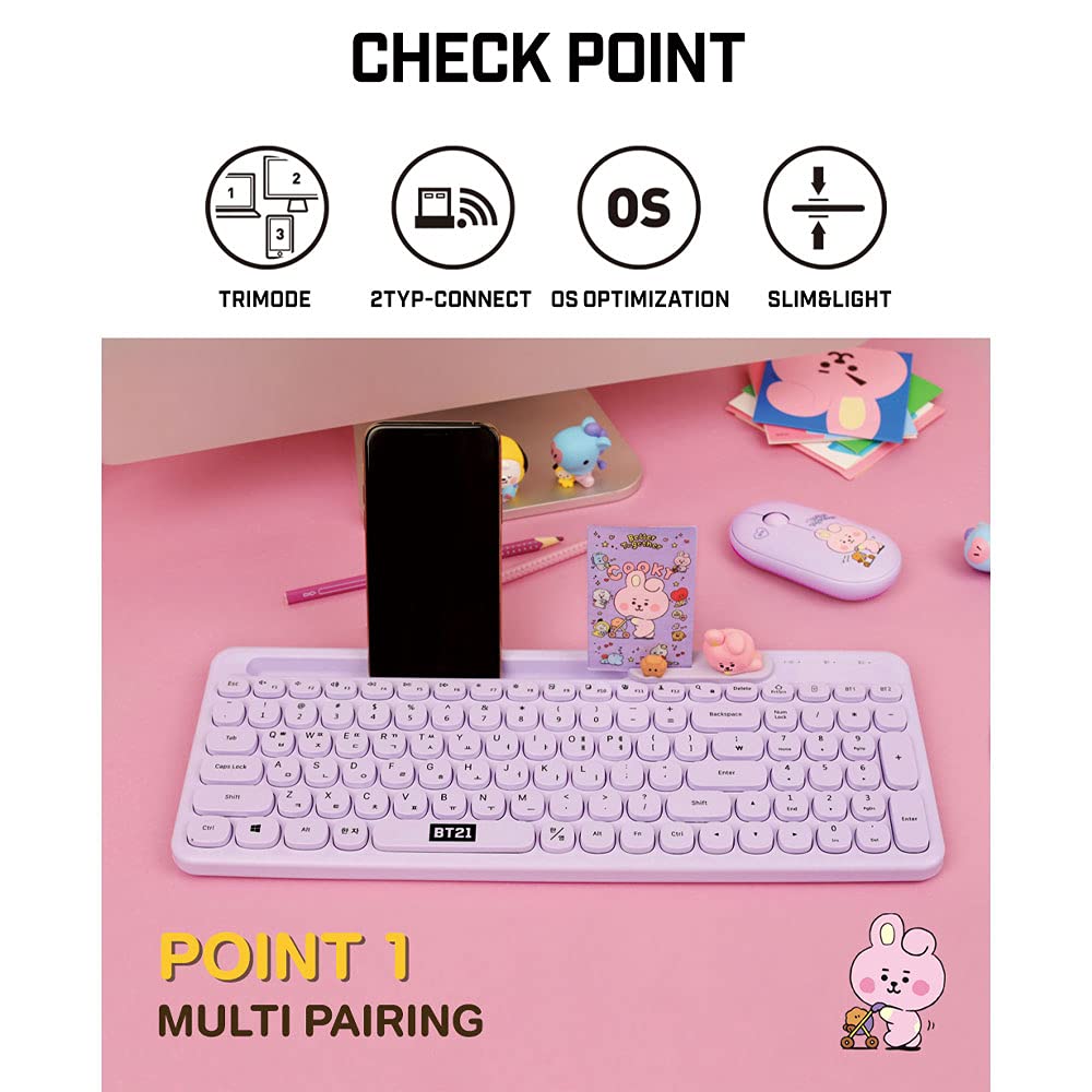Bangtan Bt21 Baby Multi Pairing Wireless Keyboard My Little Buddy (Tata)