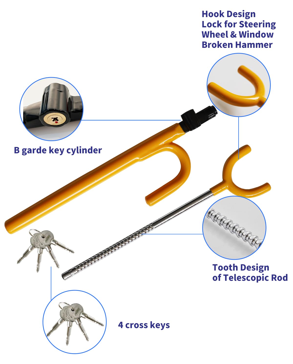 Steering Wheel Lock Anti-Theft Car Device Car Wheel Locks Heavy Duty Vehicle Security Steering Wheel Lock For Truck Car Vehicles