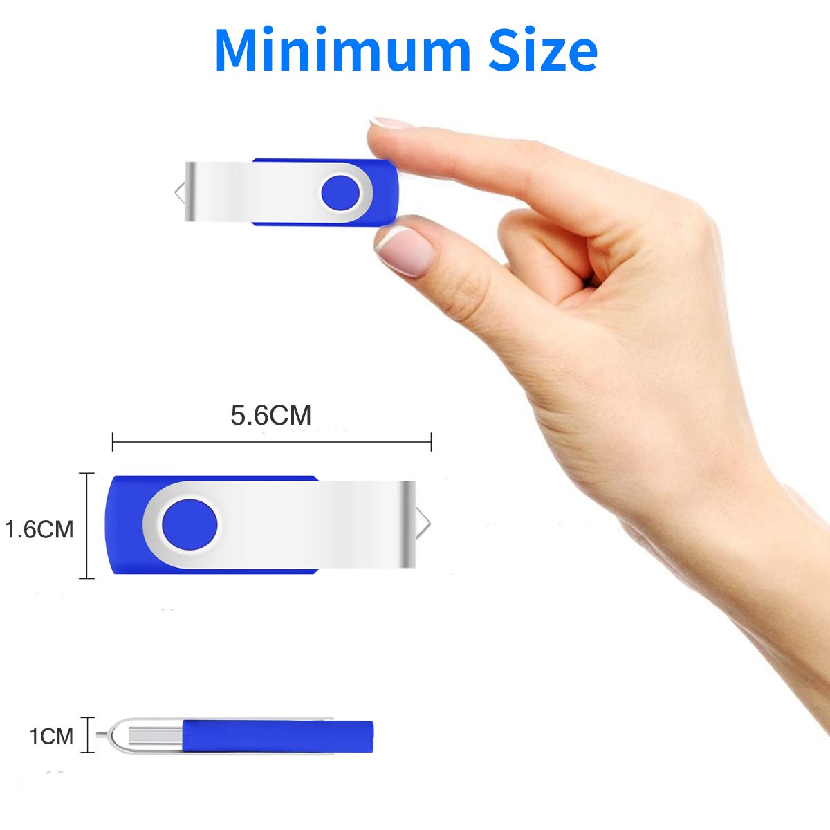 256Mb Bulk Flash Drives 50 Pack, Eastbull Usb 2.0 Fast Speed Flash Drives Bulk Swivel Thumb Drives Pack (Blue)