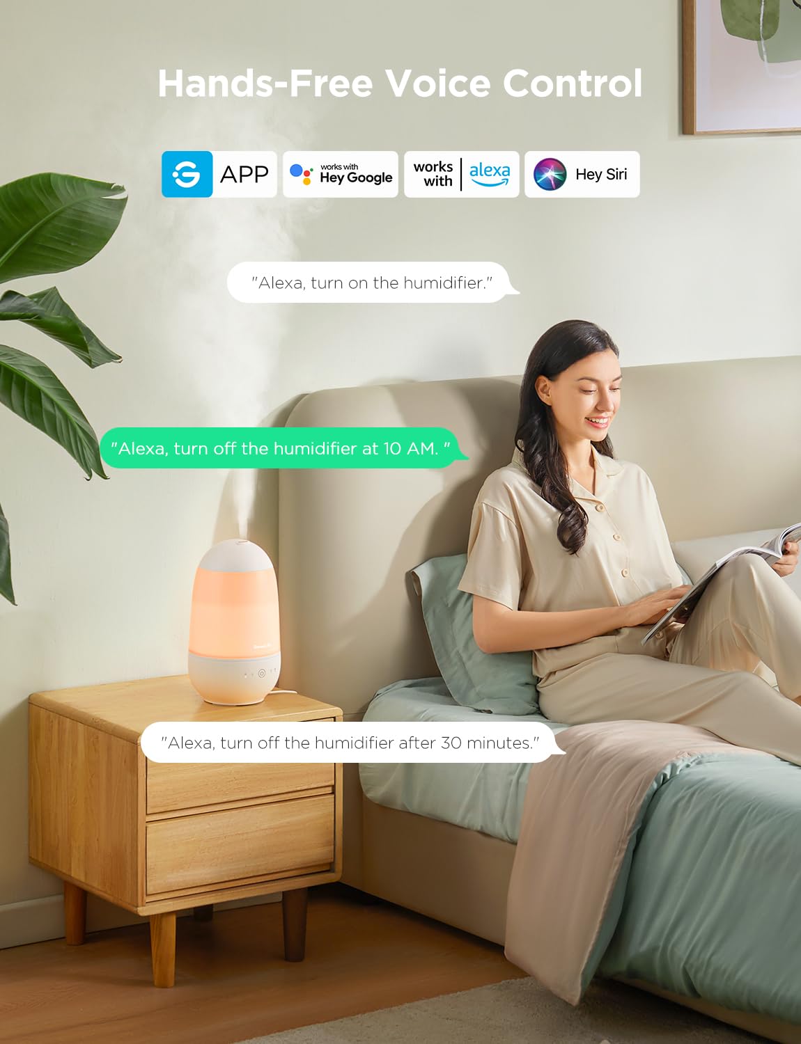 Goveelife Smart Mini Humidifier For Baby Nursery, Top Fill Cool Mist Humidifier With Scent Diffuser & Nightlight, Built In Senso