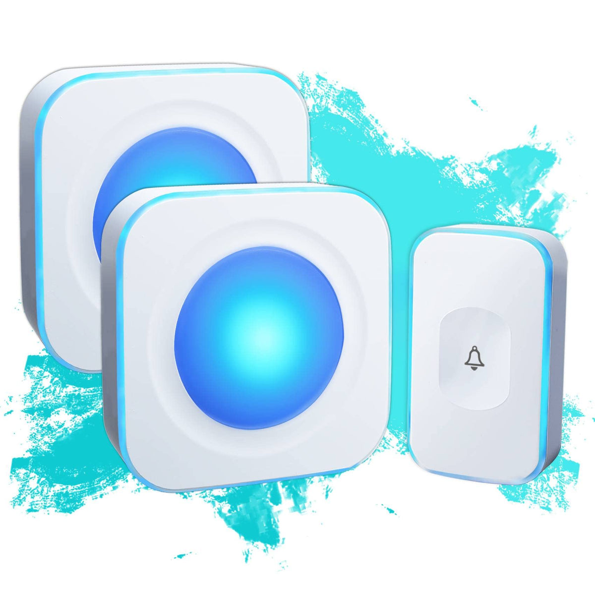 Wireless Doorbell 1200 Feet Waterproof Door Bell With Flash Led Light 36 Melodies 4 Volume Levels (2 Receivers& 1 Touch Button,