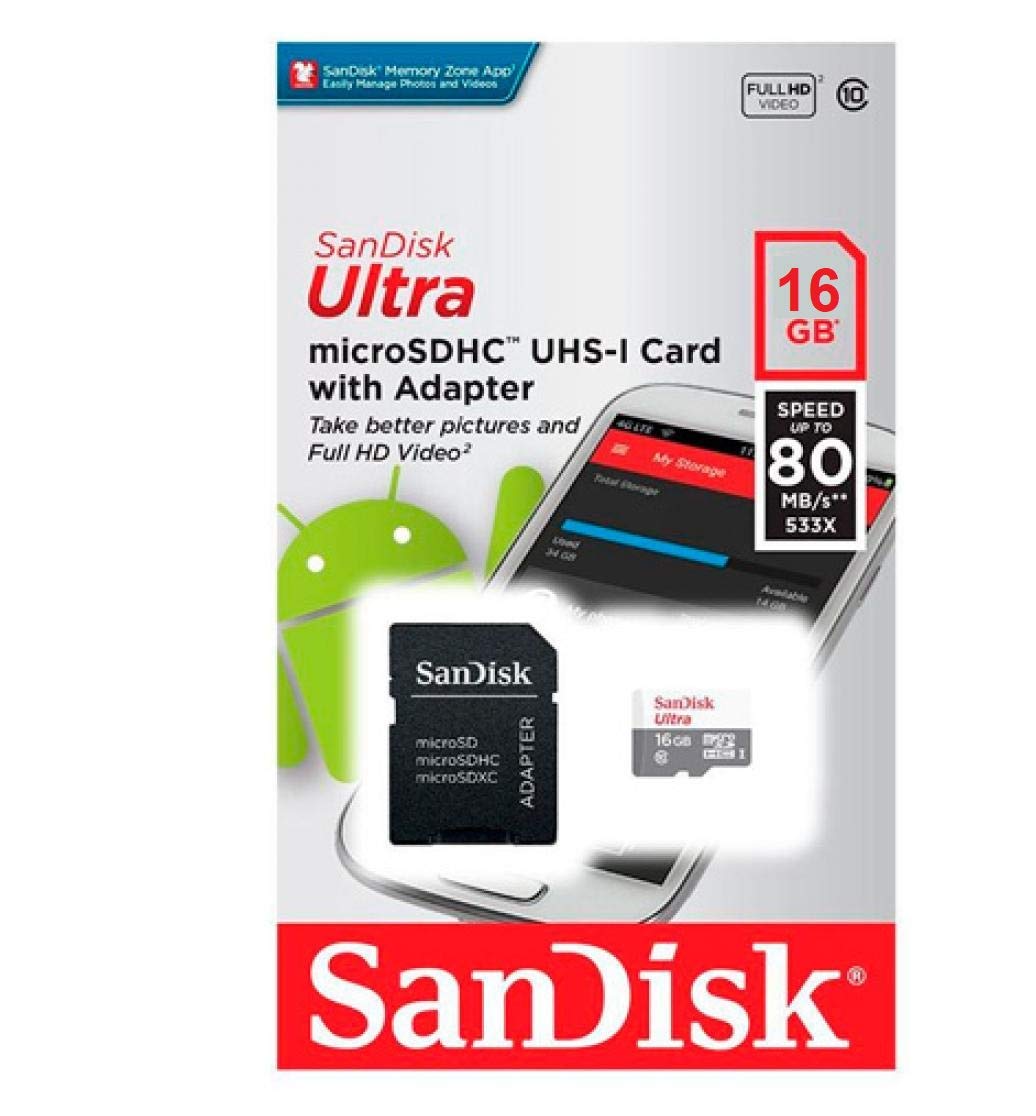 Sandisk Ultra Microsdhc 16Gb 80Mb/S+Adapt. Sdsquns 01, Sdsquns 016G Gn3Ma (16Gb 80Mb/S+Adapt. Sdsquns 01 6G Gn3Ma)