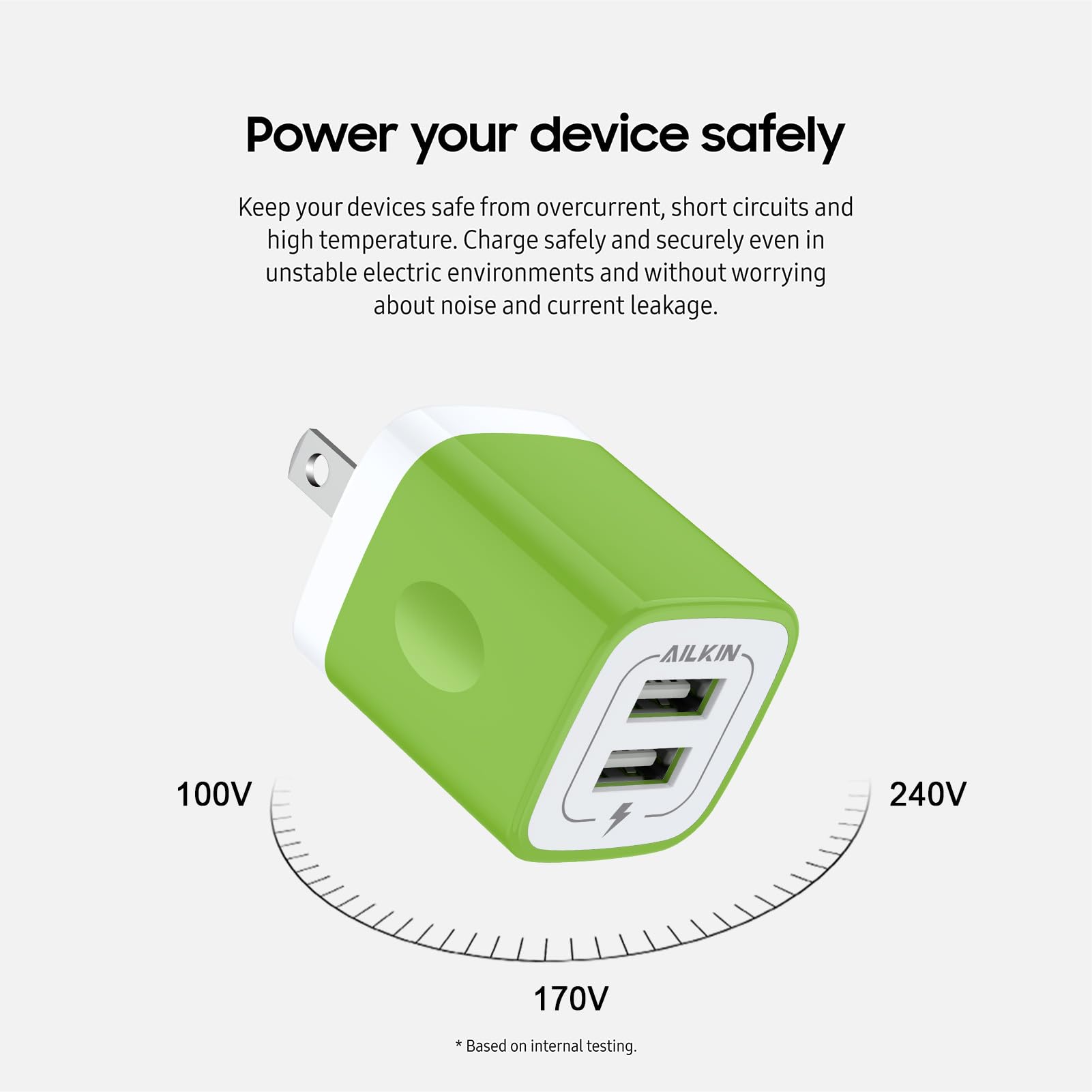 Usb Wall Charger, [2 Pack] 2.1A Ailkin 2 Port Usb Phone Charger Block Plug Power Adapter Charging Base For Iphone 15 14 Plus/Min