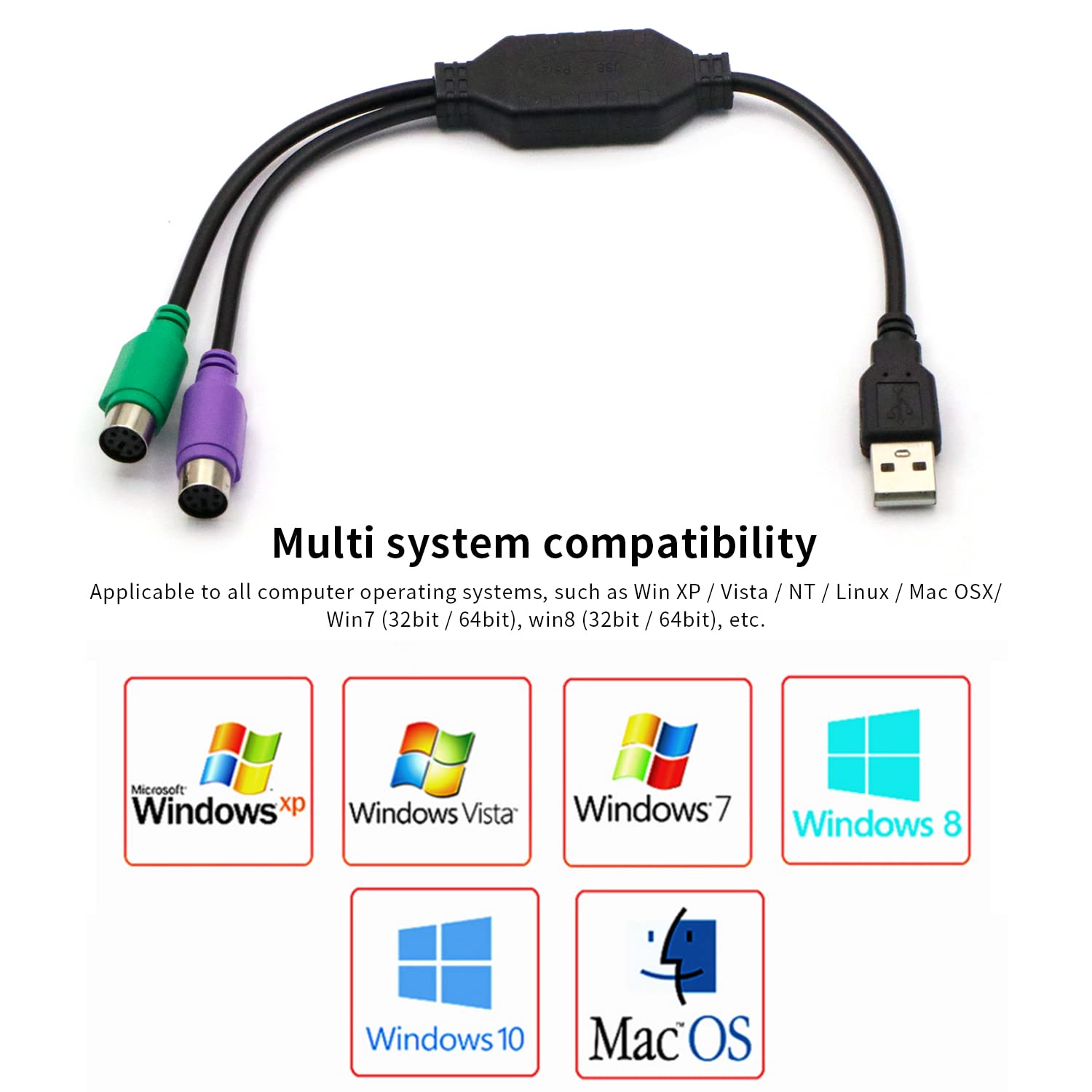 Dafurui Ps/2 To Usb Adapter Cable, 4Pack Ps2 Female To Usb Male Converter Connector Adapter For Pc Keyboard