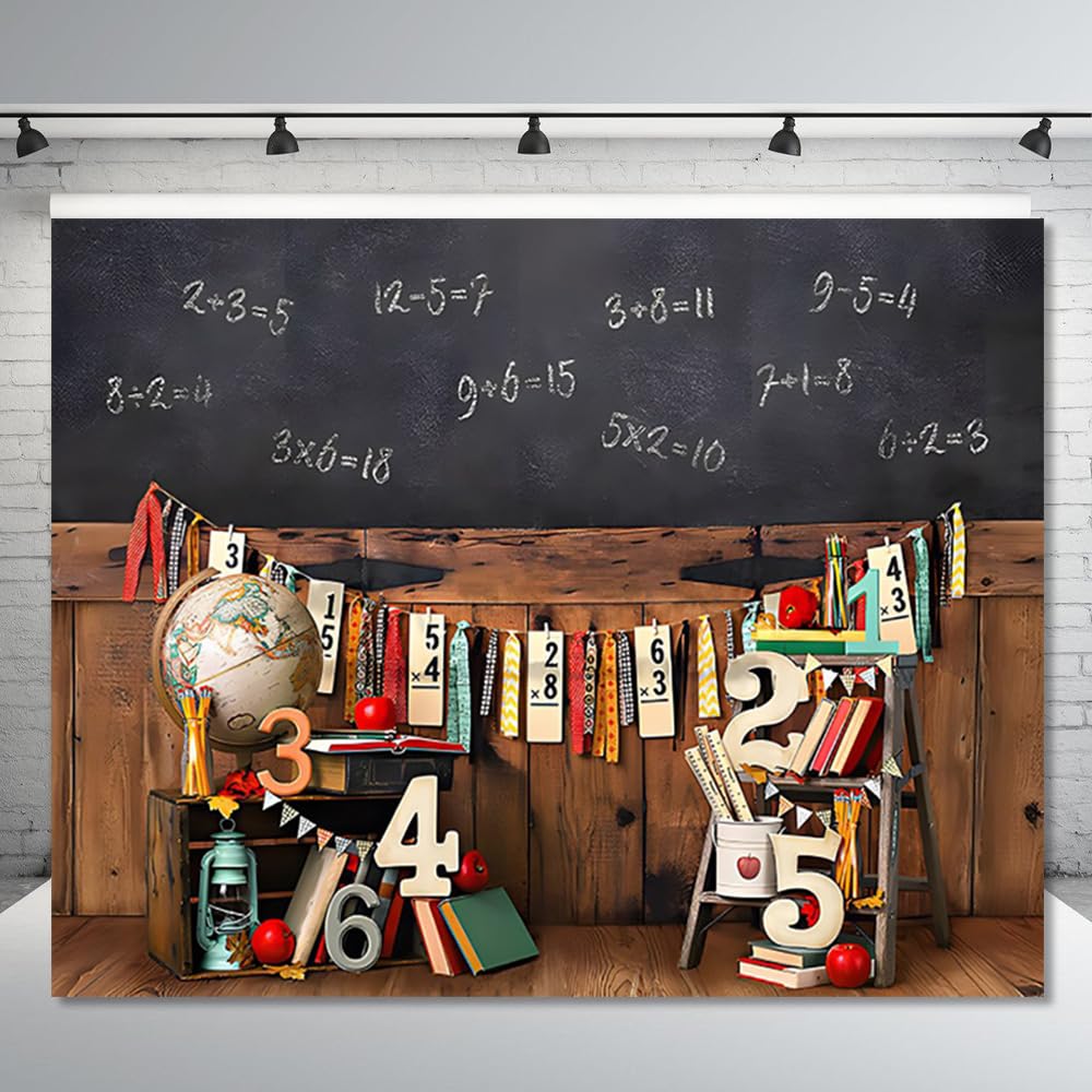 10X8Ft Back To School Backdrop For Photography Vintage Classroom Math Problem On Blackboard Background Classmate Teachers Studen