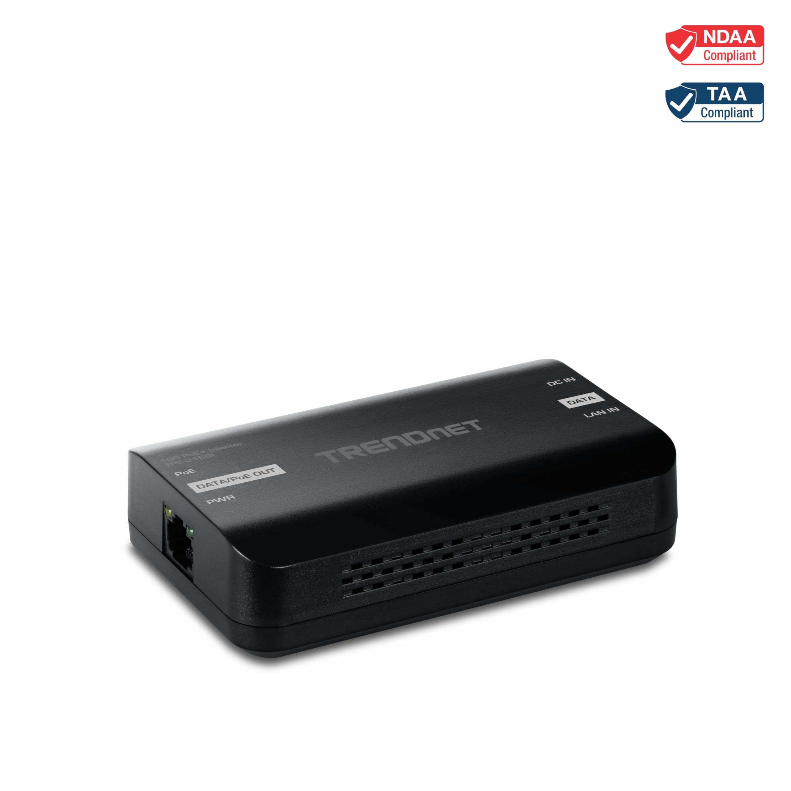 Trendnet 10G Poe+ Injector, Tpe-315Gi, Convert Non-Poe Port To A Poe+ Port, Poe (15.4W) Or Poe+ (30W), 10Gbase-T Compliant, Up T