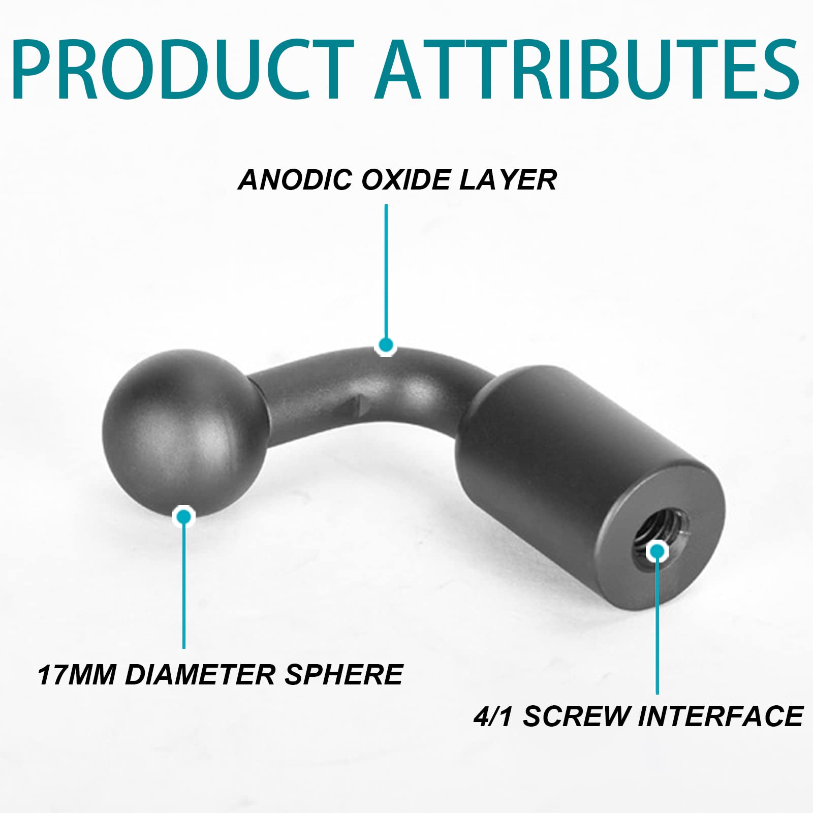 Sruim 2 Pack 1/4 Inch To 17Mm Ball Vertical Mount Adapter (Aluminum Alloy)