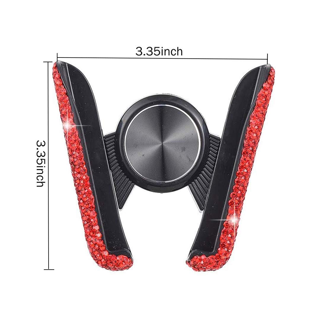Suncaraccl Bling Car Phone Holder, Red, Portable Electronic Device Mount, Compatible With All Smartphones