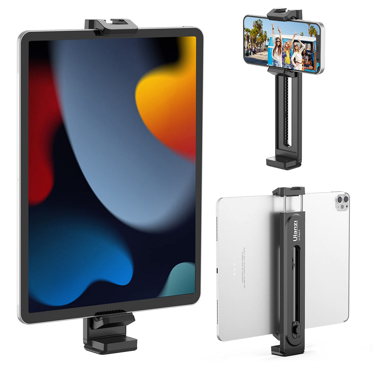 Ulanzi Ipad Phone Tripod Mount Adapter With Cold Shoe, Universal Smartphone Tablet Holder For Tripod With Arca Quick Release Pla