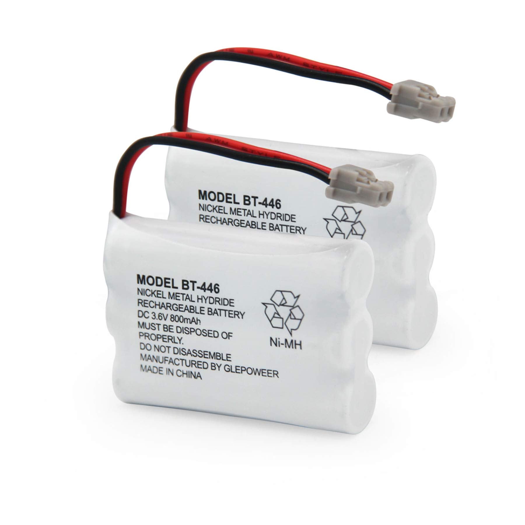Glepoweer Bt 446 Bt446 Bt 504 Bt 1004 Bt 1005 Cordless Phone Battery Compatible With Uniden Uip1868 Tru8885 Tru885 2 Tru8888 Bbty0503001 Ge Tl26402 Cph 488B Handset Phone 3.6V 800Mah Ni Mh(2 Pack)
