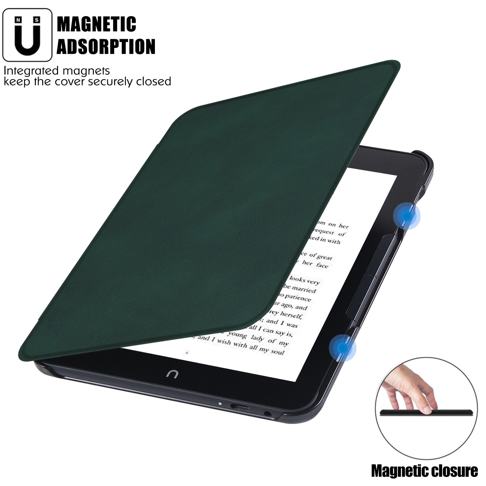 Bozhuorui Slim Case For All-New 7.8 Nook Glowlight 4 Plus (2023 Released Only) - Premium Pu Leather Ultra Lightweight Folio Cove