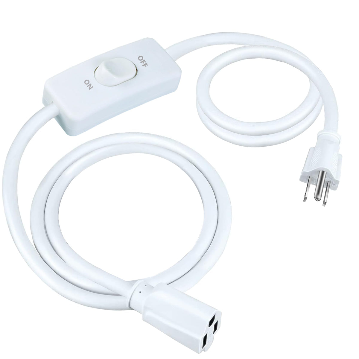 Long Extension Cord With Switch On/Off 3 Prong Grounded Plug Indoor Power Cord 6.56 Ft Insulated & Flame Retardant, Indoor Use,