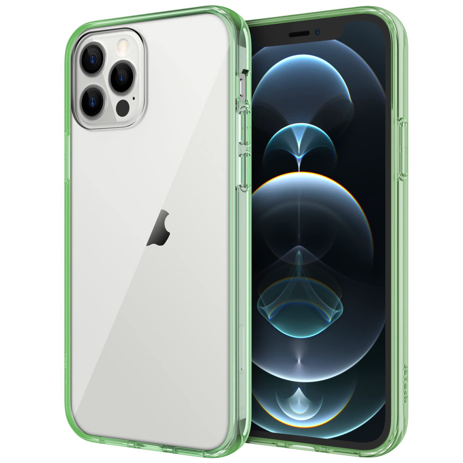 Jetech Case For Iphone 12/12 Pro 6.1 Inch, Non Yellowing Shockproof Phone Bumper Cover, Anti Scratch Clear Back (Midnight Green)