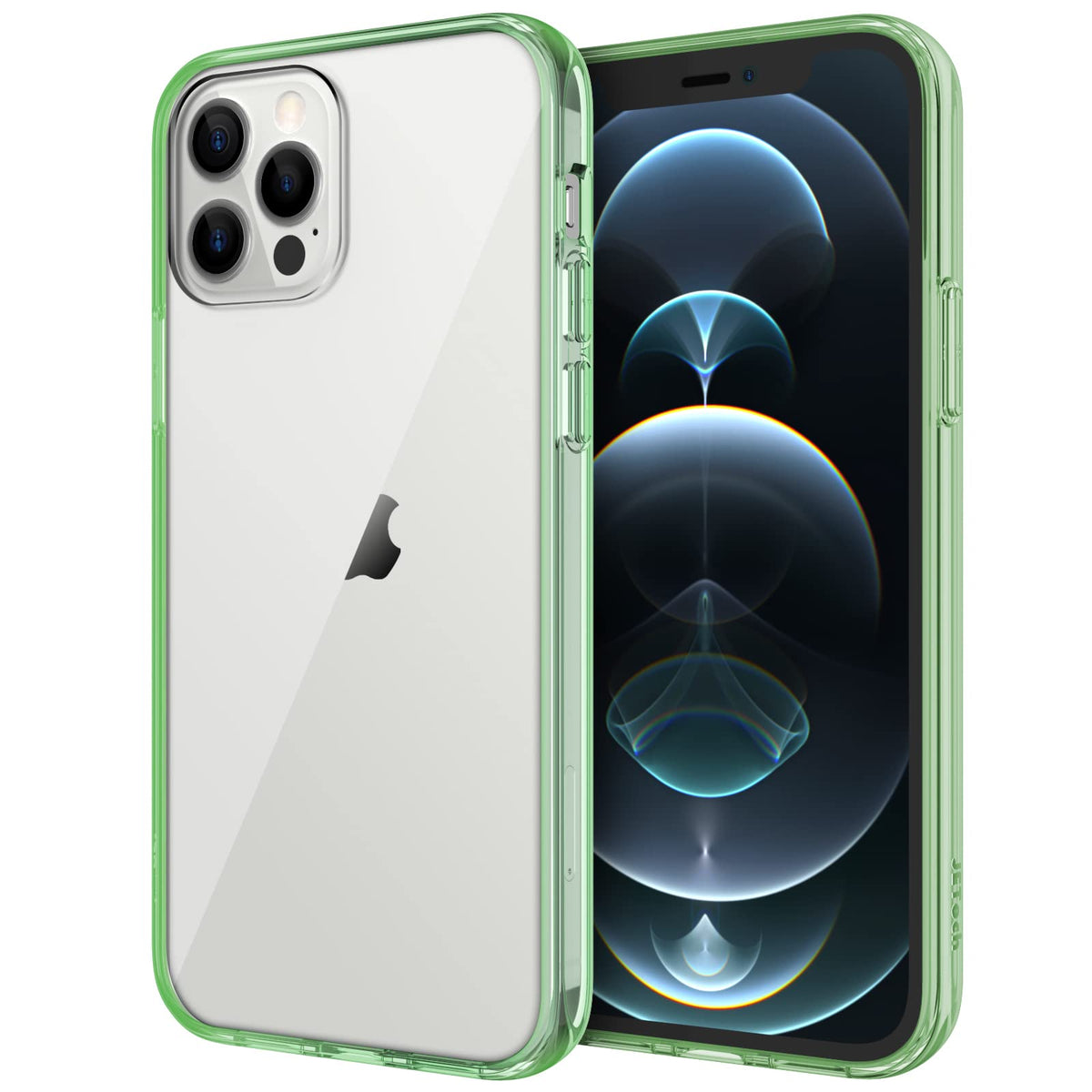 Jetech Case For Iphone 12/12 Pro 6.1 Inch, Non Yellowing Shockproof Phone Bumper Cover, Anti Scratch Clear Back (Midnight Green)