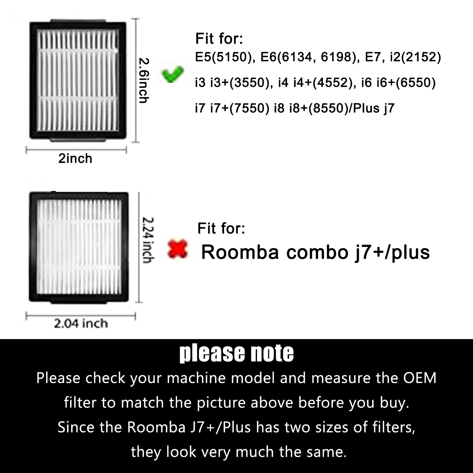 Replacement Parts For Roomba I7 I7+ I3 I3+ I4 I4+ I5 I5+ I6 I6+ I8 I8+ J7 J7+/Plus J8 J8+ E5 E6 E7 Robot Vacuum Accessories,2 Ru