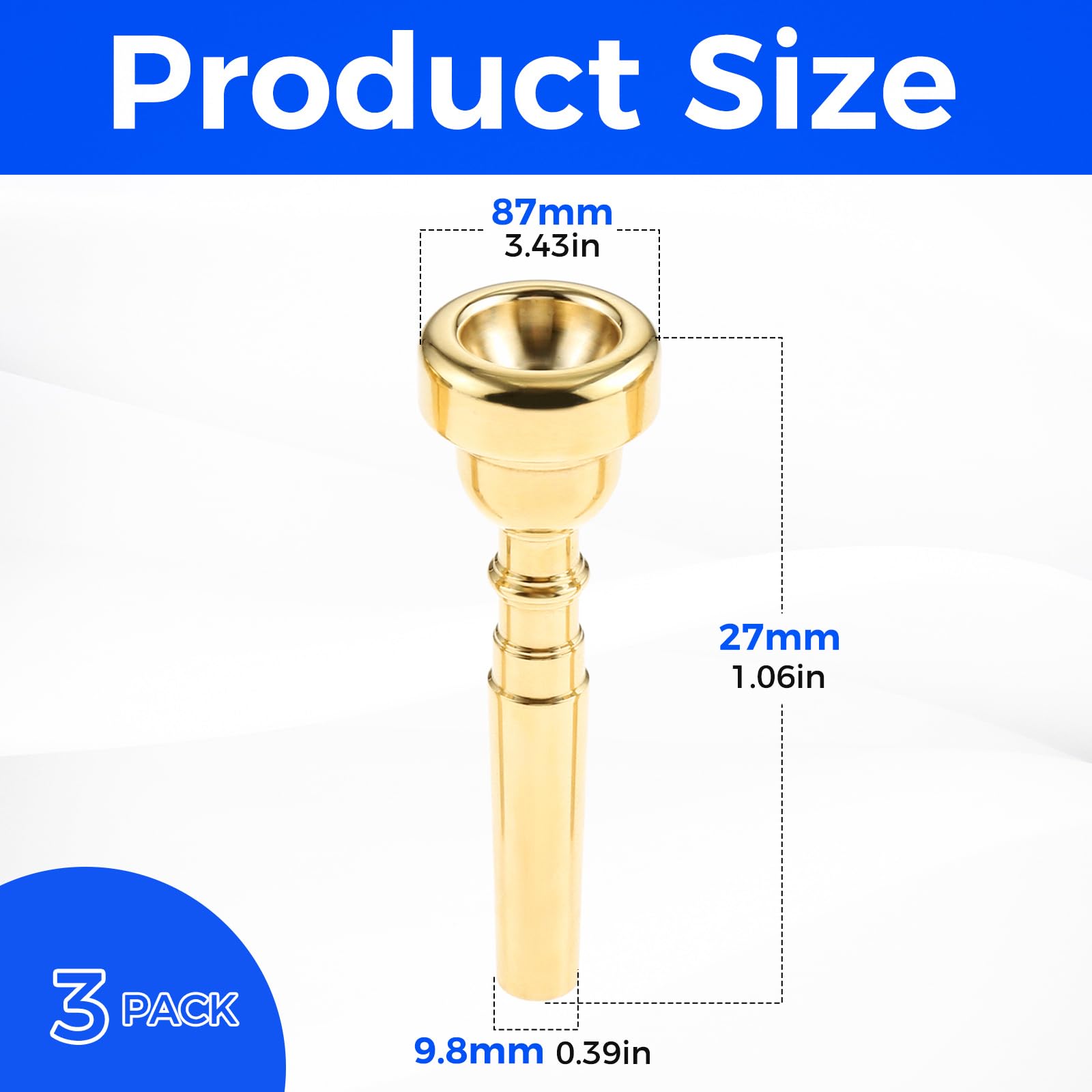 3 Pack Trumpet Mouthpiece 7C 5C 3C Trumpet Mouthpiece Set Compatible With Yamaha Bach Conn King Standard Trumpets For Beginners