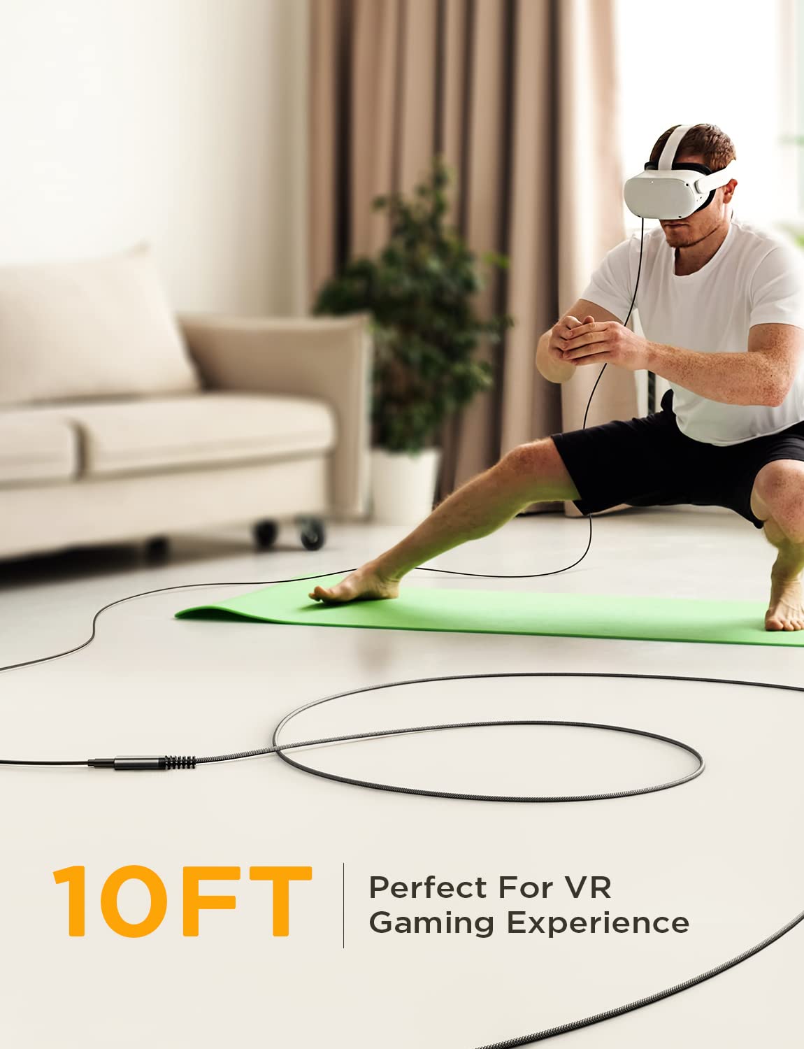 Ainope [3M/10Ft Extension Cable Nylon Braided Usb C Extender Usb 3.2(10Gbps) Sync Transfer 100W/5A Fast Charging Compatible With