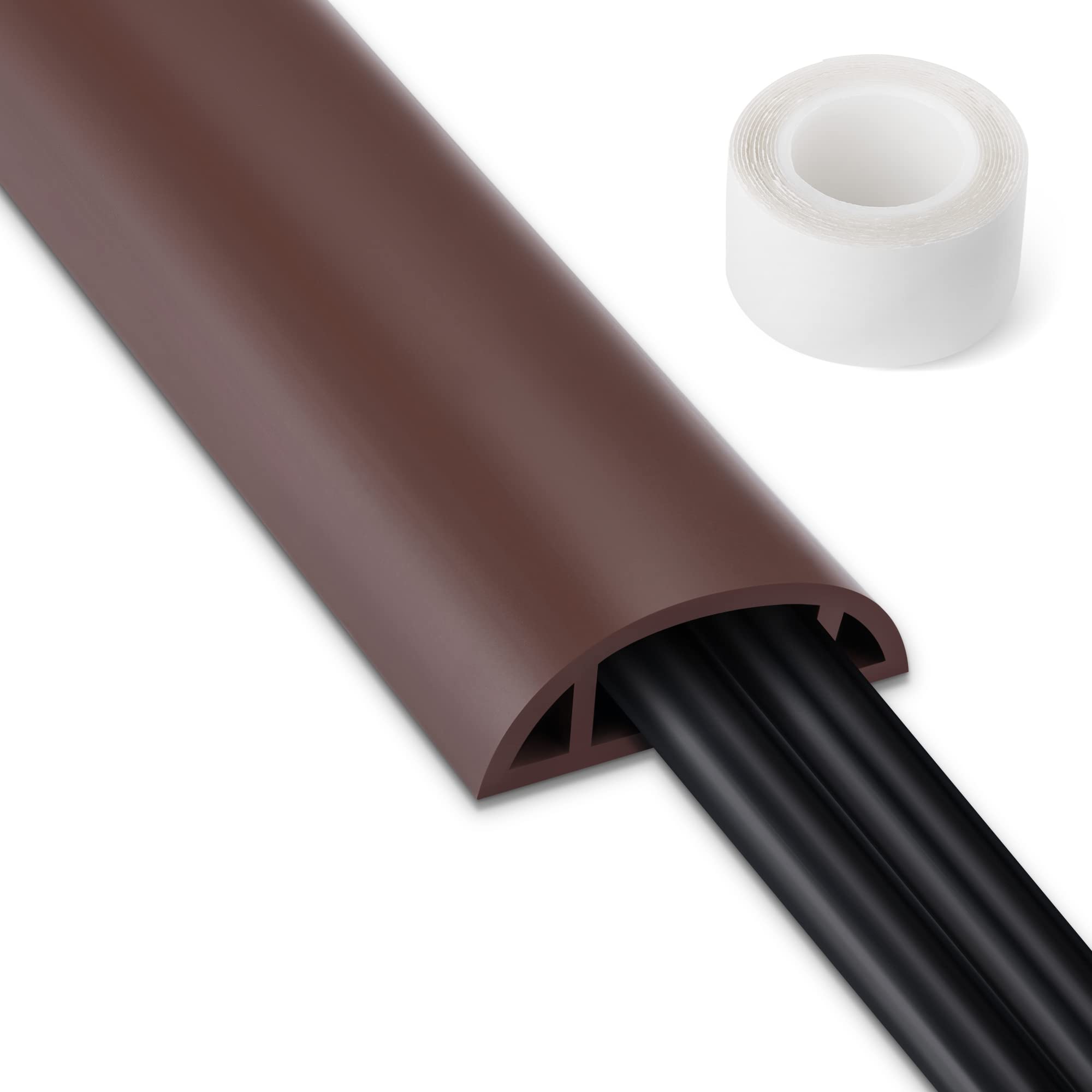 Lzeoy 5.5Ft Floor Cord Cover, Brown Soft Cable Cover Floor, Large Size Extension Cord Covers For Floor, Power Cord Protector Flo