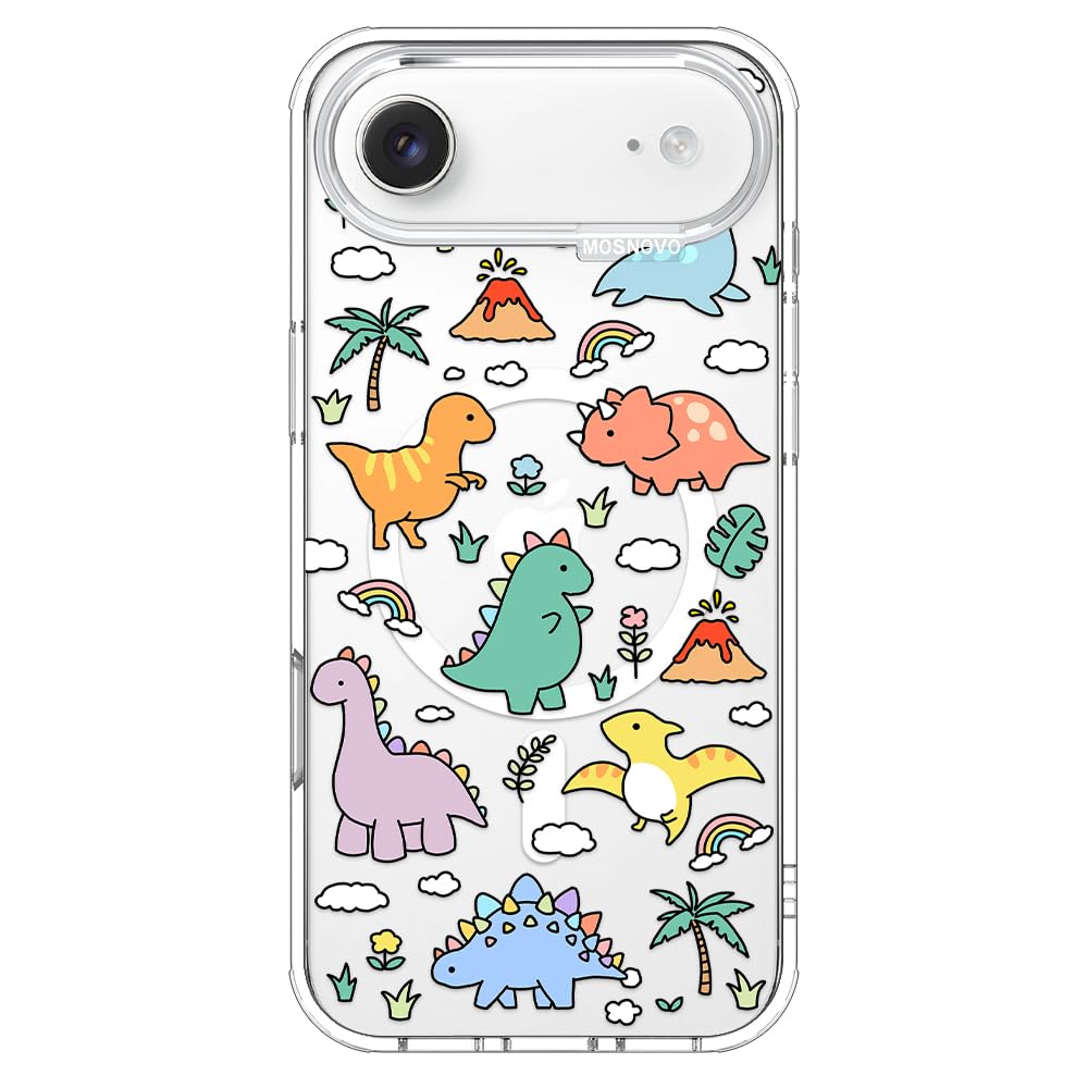 MOSNOVO for iPhone Air Case | Compatible with Magsafe | Military Grade 6.6ft Drop Tested | Camera Control | Clear with Dinosaur 