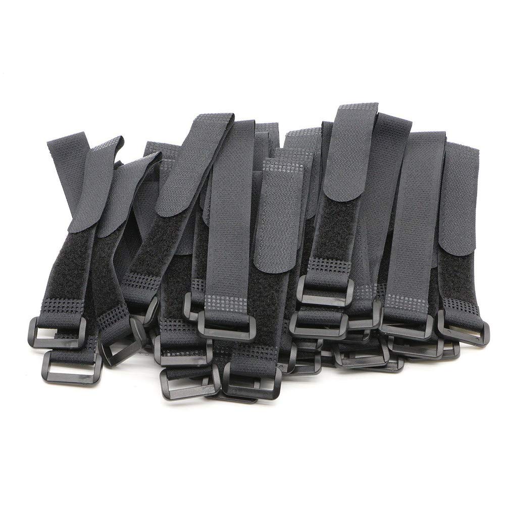 Elantek 25Pcs Black Reusable Fastening Cable Straps, Hook And Loop Cable Tie Down Straps 0.8'' X 6''