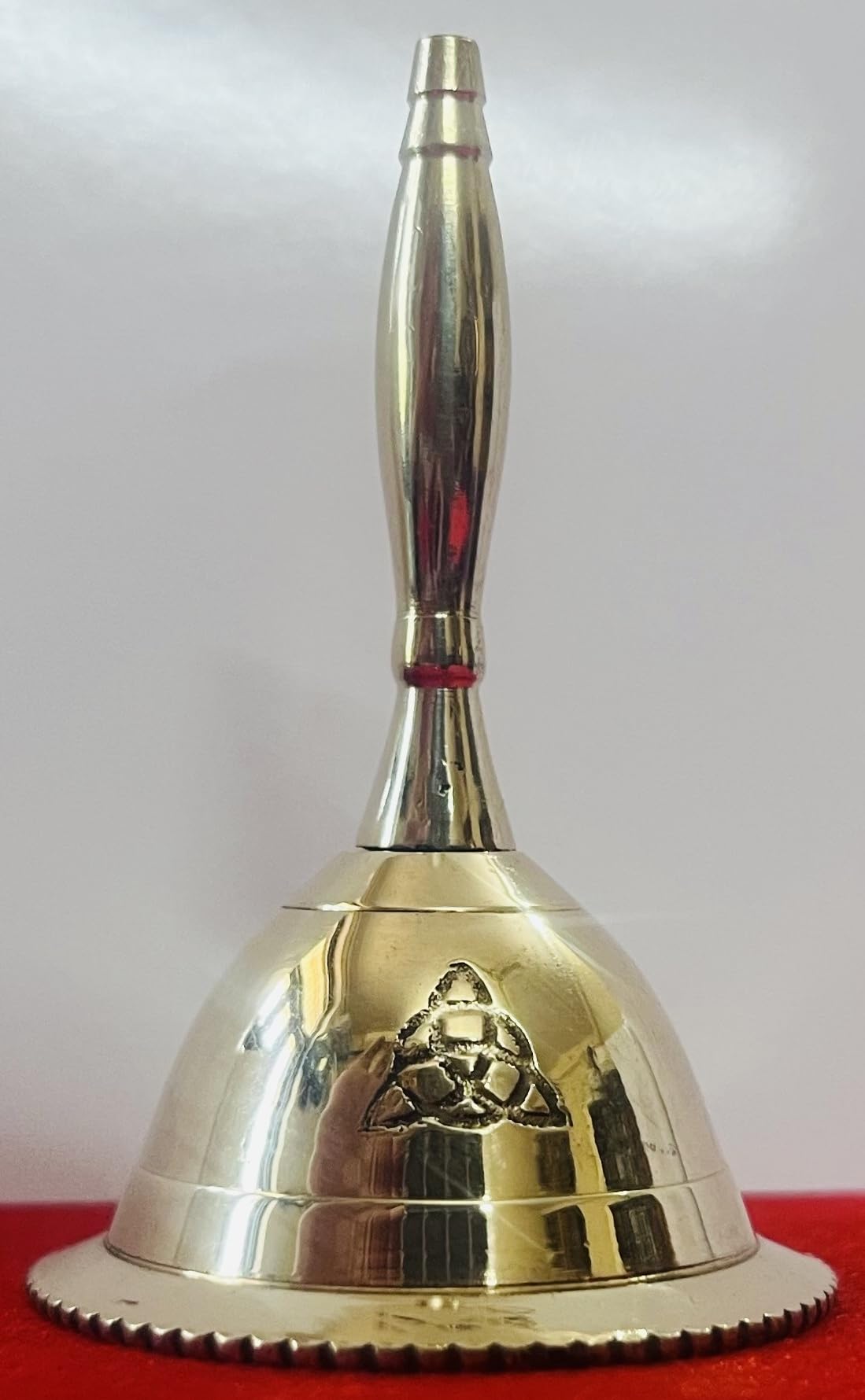 Indian Consigners Hand Bell Loud Brass Call Bells 3 Inches Altar Pendulam Use (Triquetra)